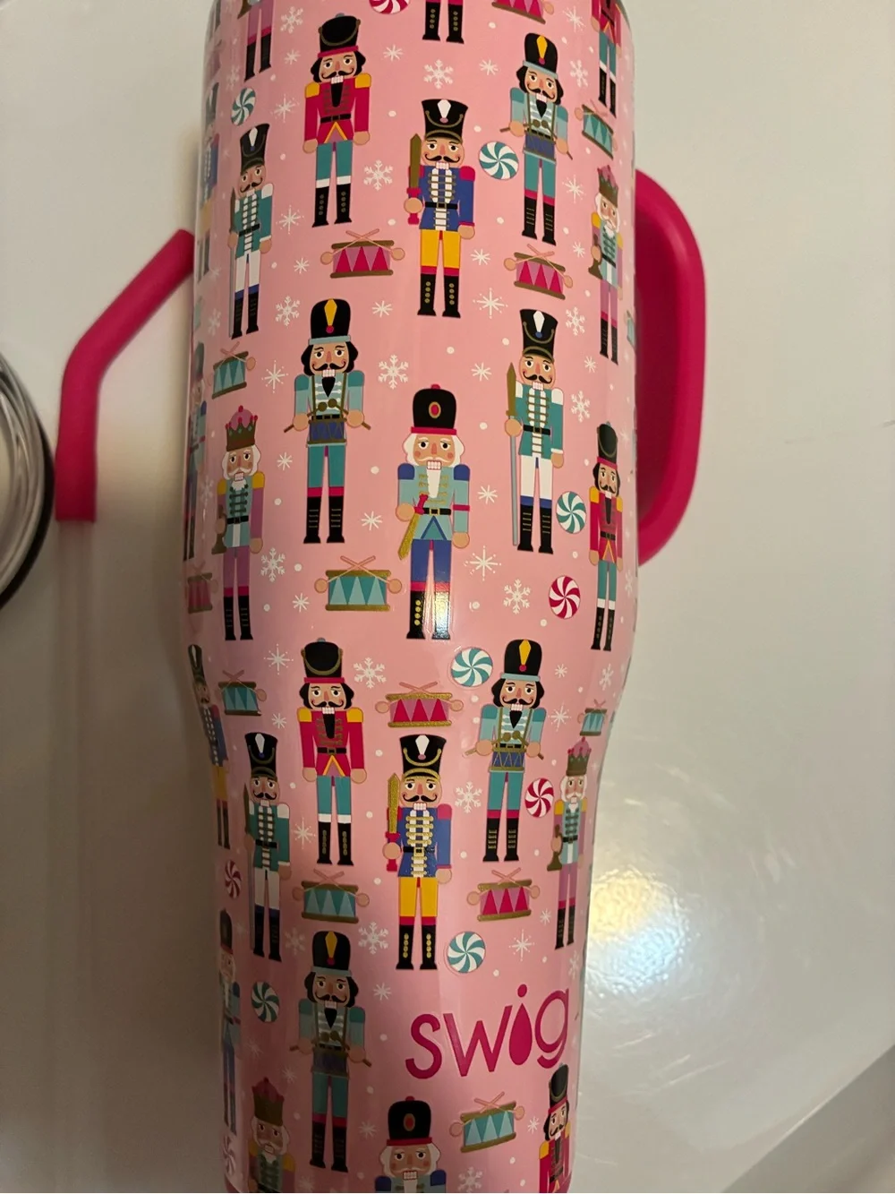SWIG Pink Nutcracker Holiday Travel Mug